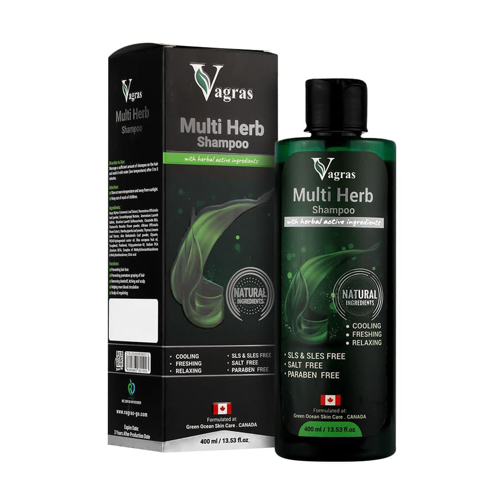 شامپو تقویت‌کننده مو واگراس مدل Multi Herb حجم ۴۰۰ میلی‌لیتر