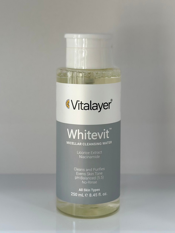 میسلار واتر ویتالیر مدل Whitevit مناسب انواع پوست حجم 250 میلیلیتر