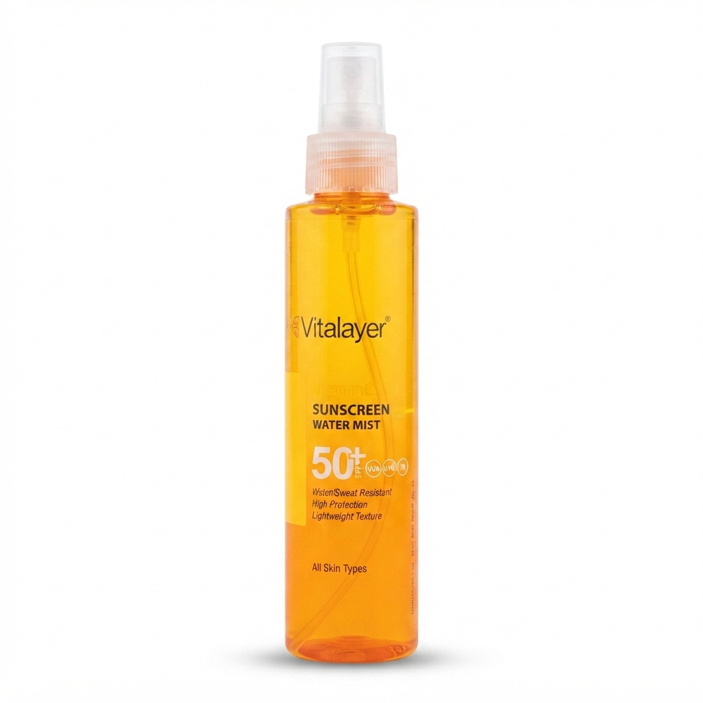 اسپری ضد آفتاب دو فاز ویتالیر SPF50 حاوی ویتامین C حجم 150 میلی‌لیتر