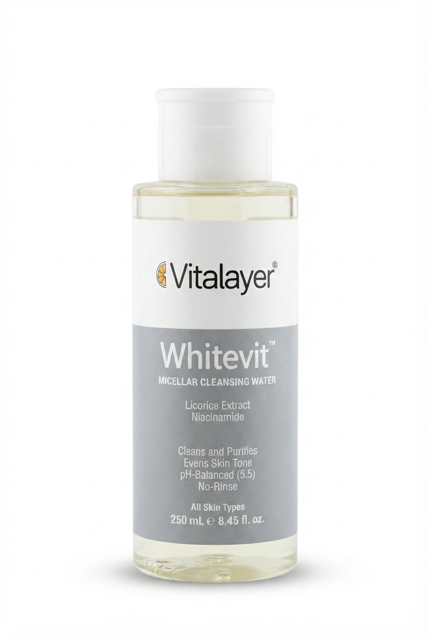 میسلار واتر ویتالیر مدل Whitevit مناسب انواع پوست حجم 250 میلی‌لیتر
