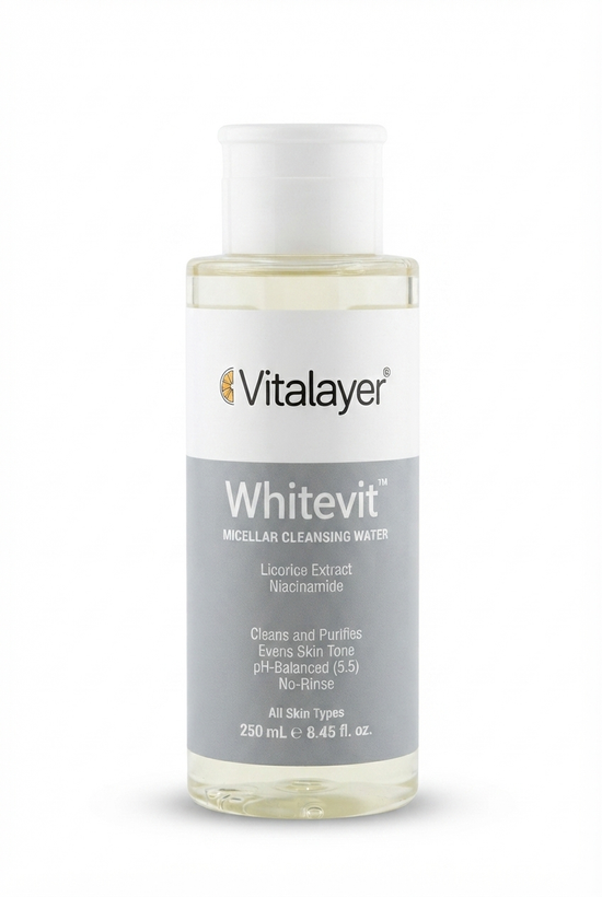 میسلار واتر ویتالیر مدل Whitevit مناسب انواع پوست حجم 250 میلیلیتر