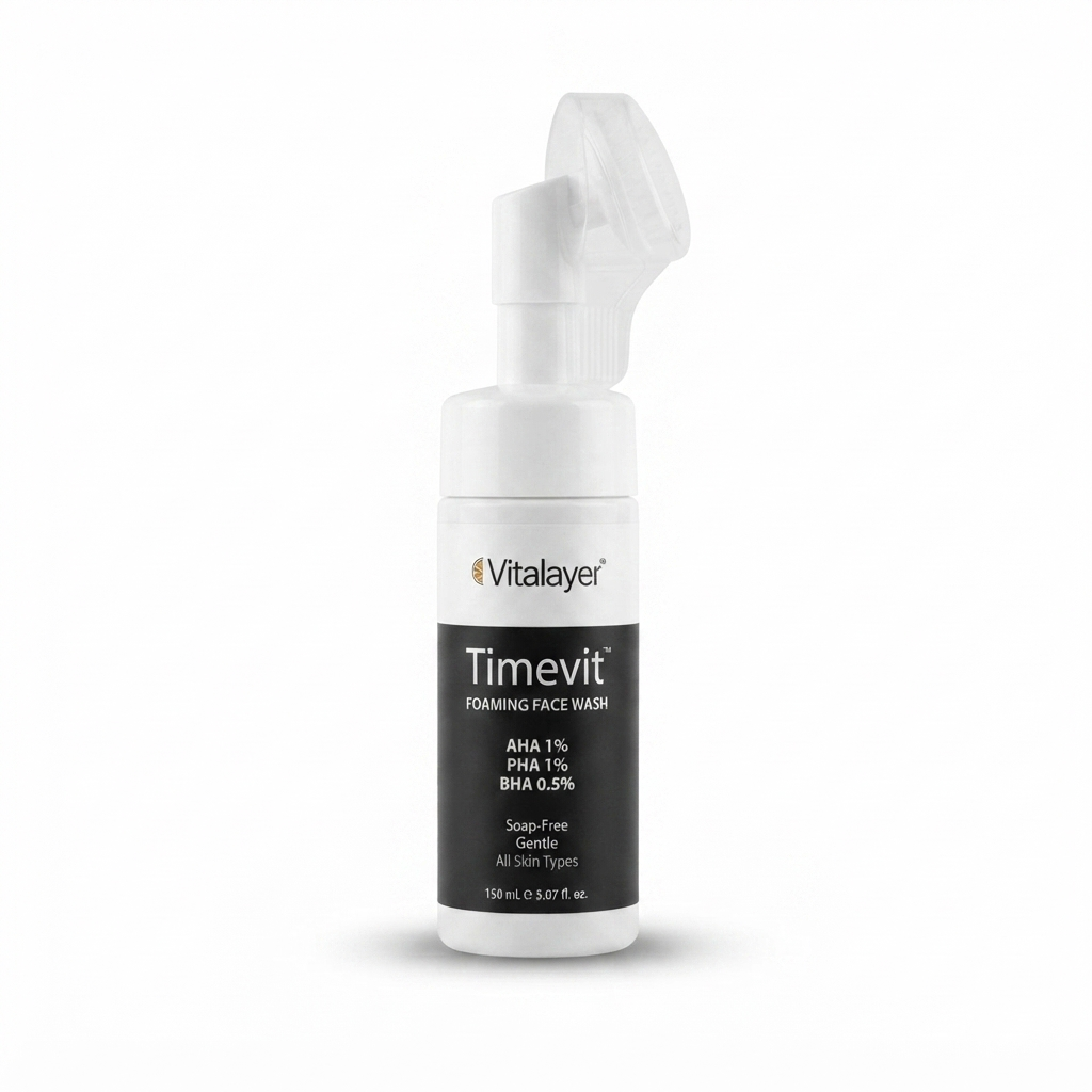فوم شستشوی صورت ویتالیر مدل Timevit مناسب انواع پوست حجم 150 میلی‌لیتر