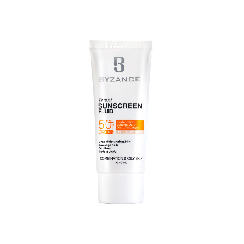 ضد آفتاب بیزانس پوست چرب و مختلط SPF 50 رنگ بژ روشن شماره ۱۰ حجم ۴۰ میلی‌لیتر